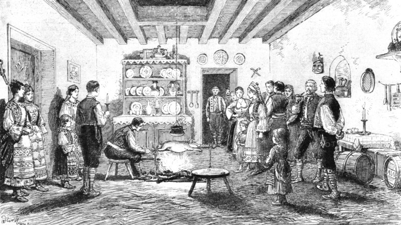 ''Christmas in Servia -- Preparing the National Dish', 1890. Creator: Unknown.