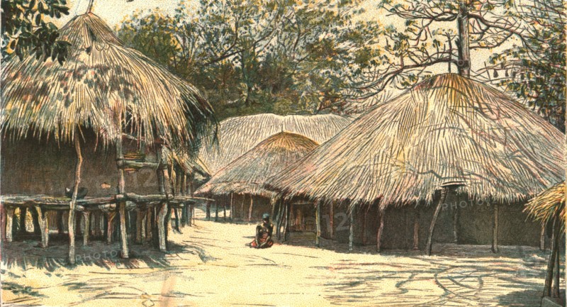 ''Nyasaland and its People -- In Jumbe's Town, Kota Kota', 1890. Creator: H.H. Johnson.