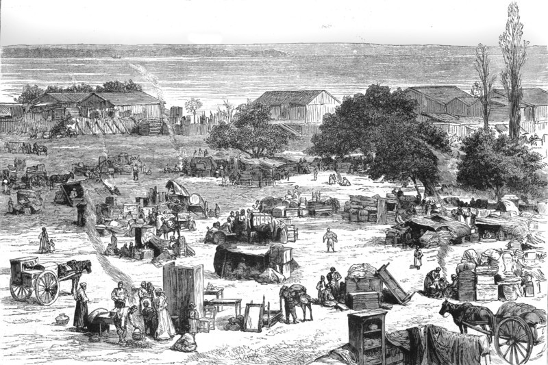 ''The Great Fire at Salonica; The homeless people camping out on the outskirts of the town', 1890. Creator: Unknown.