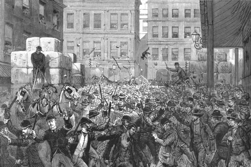 ''The Strike at Sydney; Wool being conveyed by the Owners with the help of Friends and Special Const Creator: Unknown.