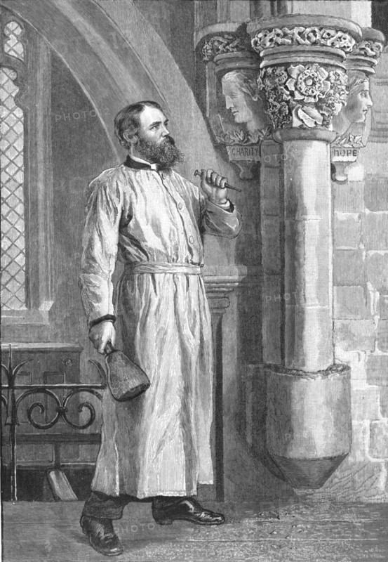 ''"A Vicar his own Mason" --The Rev. F.W. Ragg helping in the Restoration of his Church at Marsworth Creator: Unknown.