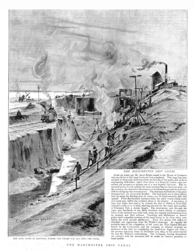 ''The Manchester Ship Canal, lock gates at Eastham, 1891', 1891. Creator: Charles William Wyllie.