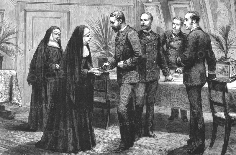 ''With the Mediterranean Squadron - A Visit of The Sisters of the Poor to a Man of War', 1891. Creator: Unknown.