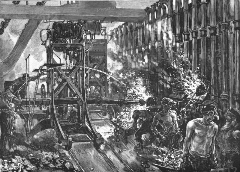 'The London Gas Supply; Sketches showing Method of Manufacture; Interior of Retort House', 1891. Creator: Unknown.