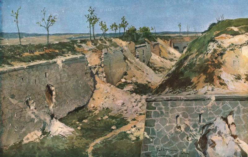 'Les fosses du Fort de Troyon', 1915. Creator: Francois Flameng.