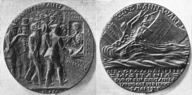 'La medaille commemorative allemande du torpillage du "Lusitania". 7 mai 1915', 1915. Creator: Unknown.