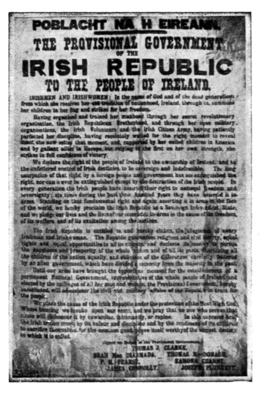 'Dublin Apres L'Emeute; La proclamation du gouvernement provisoire de la "republique..., 1916. Creator: Unknown.