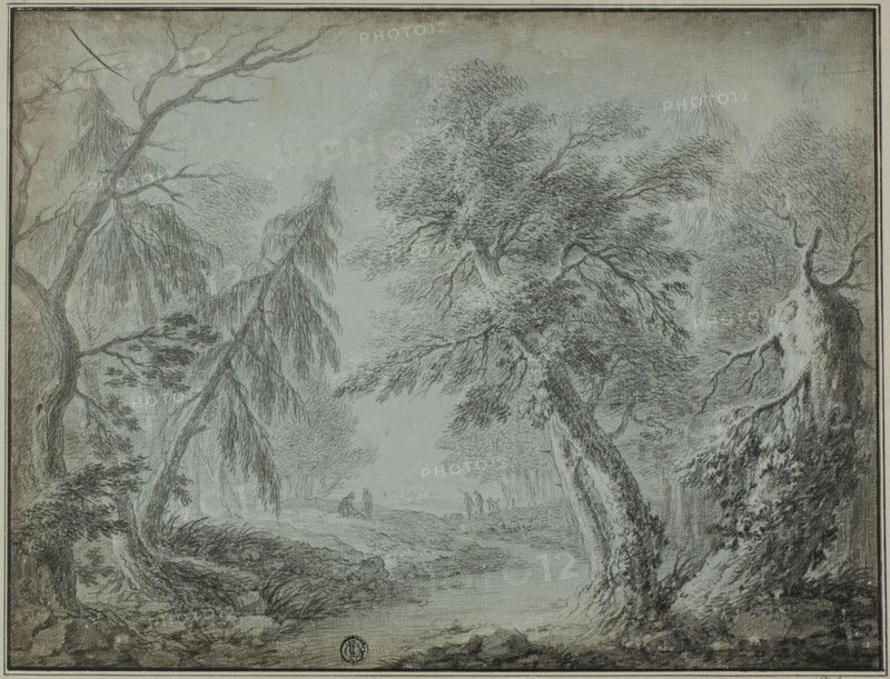 Forest with Stream and Figures, n.d.