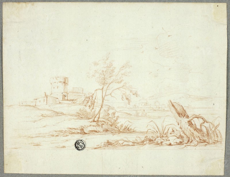 Tower and other Buildings in Landscape, n.d.