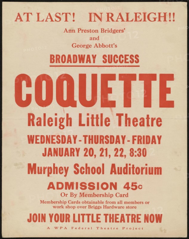 Coquette, Raleigh, NC, 1937. Creator: Unknown.
