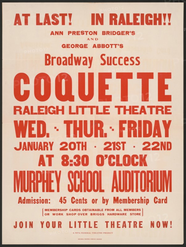Coquette, Raleigh, NC, 1937. Creator: Unknown.