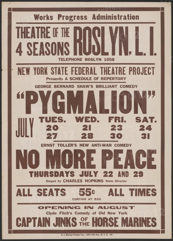 Pygmalion, Roslyn, NY, 1937. Creator: Unknown.