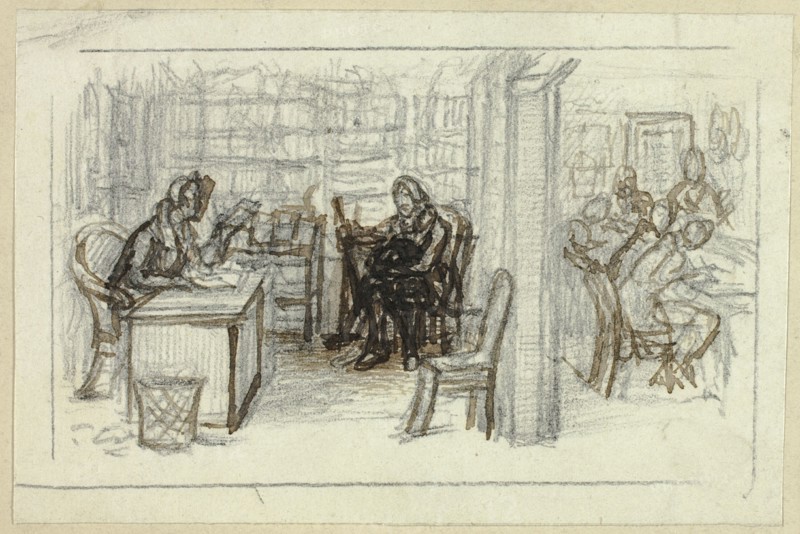 View of Library, n.d. Creator: George Cattermole.