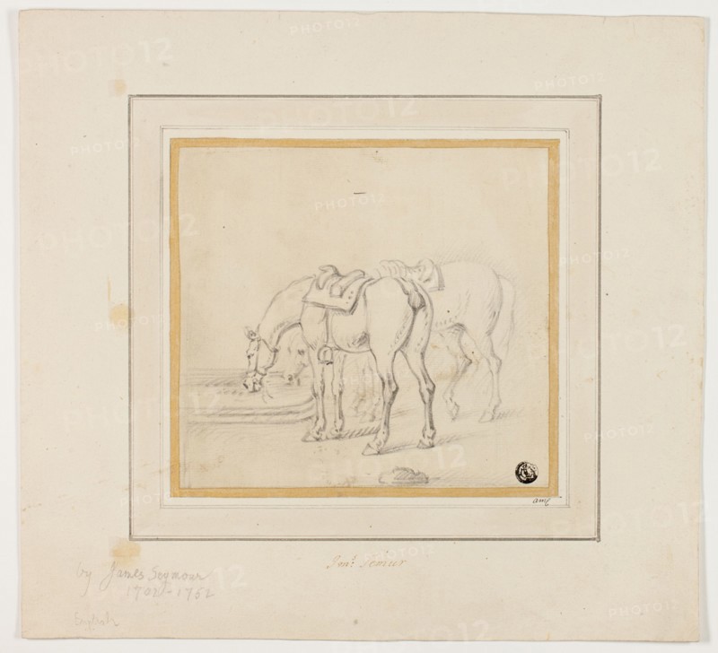 Two Horses Drinking, n.d. Creator: James Seymour.