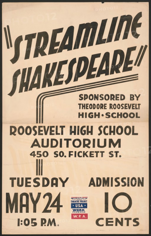 Streamline Shakespeare, [193-]. Creator: Unknown.