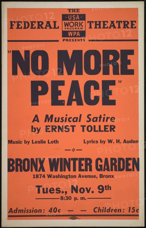 No More Peace, New York, [1937]. Creator: Unknown.
