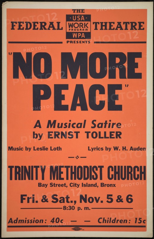 No More Peace, New York, [1937]. Creator: Unknown.