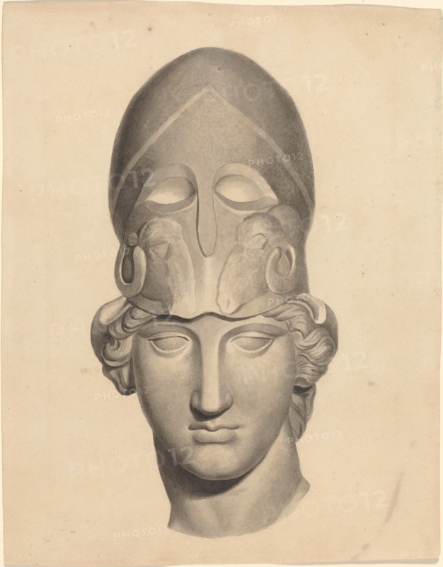 Antique Head with a Helmet. Creator: John Flaxman.