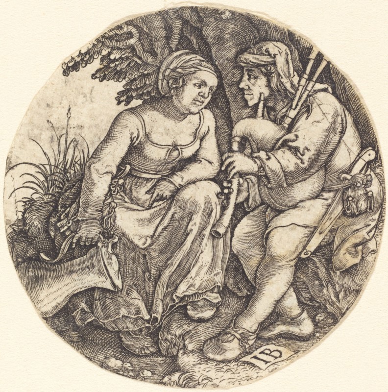 Bagpipe Player with His Lover. Creator: Master I. B..