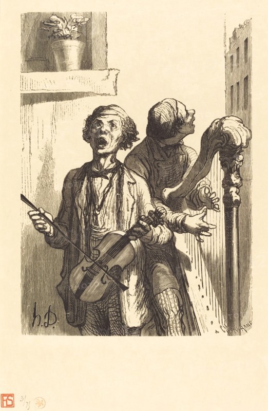 Les Chanteurs de rue, 1862. Creator: Charles Maurand.