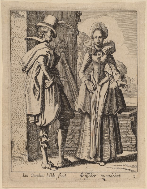 Two Figures in Costume. Creator: Jan van de Velde II.