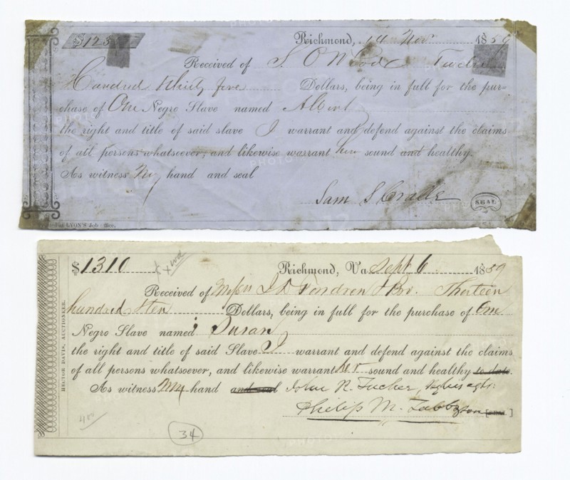 Receipts for sales of slaves, 1859. Creator: Unknown.