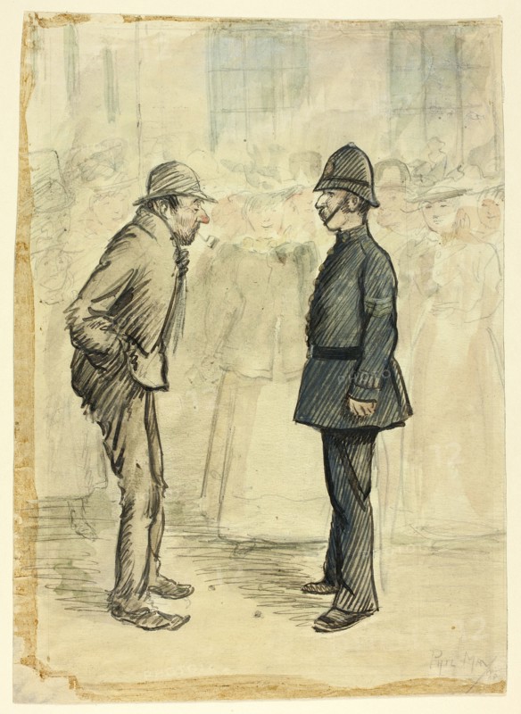 Policeman and Tramp, 1898. Creator: Philip William May.