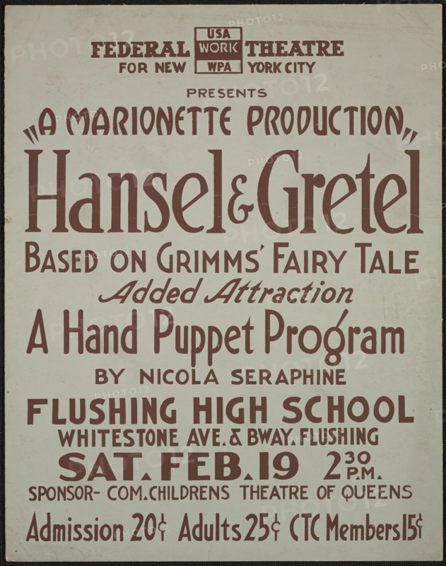 Hansel and Gretel, New York, [1930s]. Creator: Unknown.