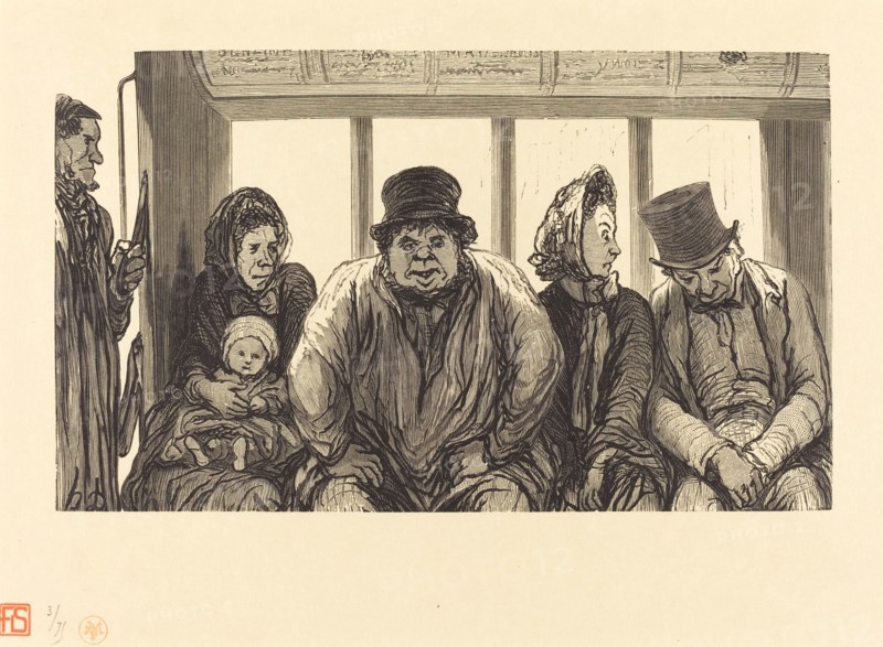 Interieur d'un omnibus, 1864. Creator: Charles Maurand.