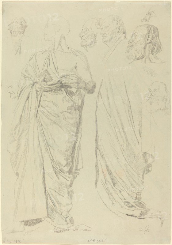 Studies of Men in Togas [recto]. Creator: Otto Greiner.