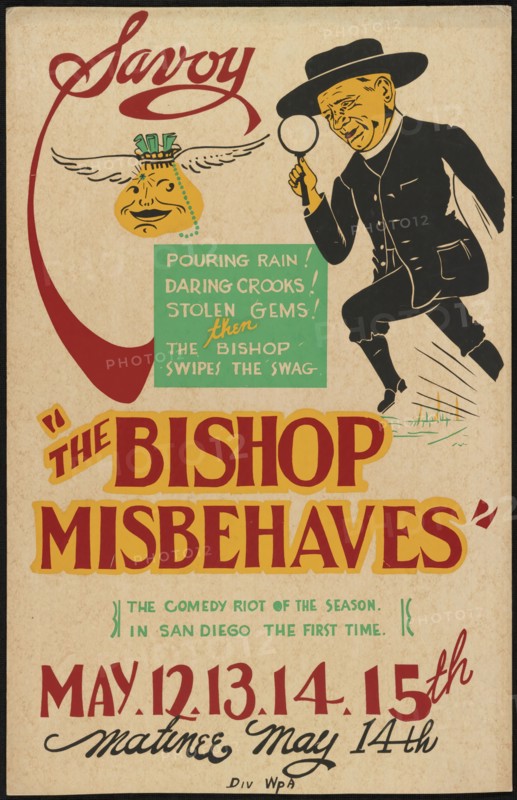 The Bishop Misbehaves, San Diego, 1938. Creator: Unknown.