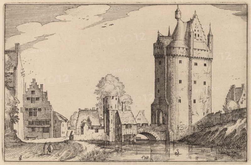 Town Gate, published 1612. Creator: Claes Jansz Visscher.