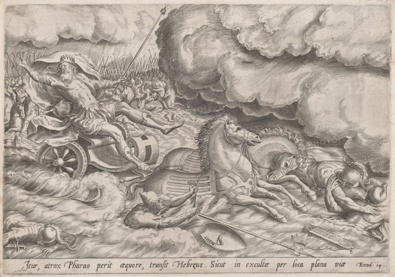 The Crossing of the Red Sea, c.1585. Creator: Jan Wierix.