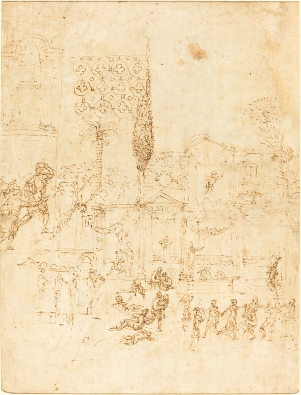 A Party in a Roman Villa [recto]. Creator: Pirro Ligorio.