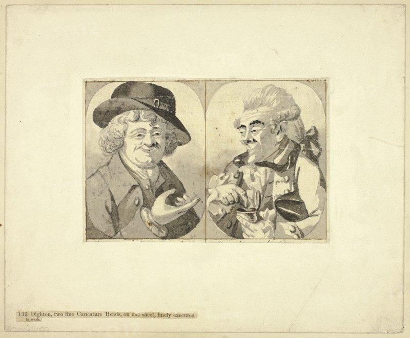 Two Bust-length Caricatures, n.d. Creator: Robert Dighton.