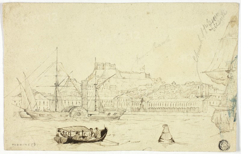 Seaport with Fortress, n.d. Creator: William John Huggins.