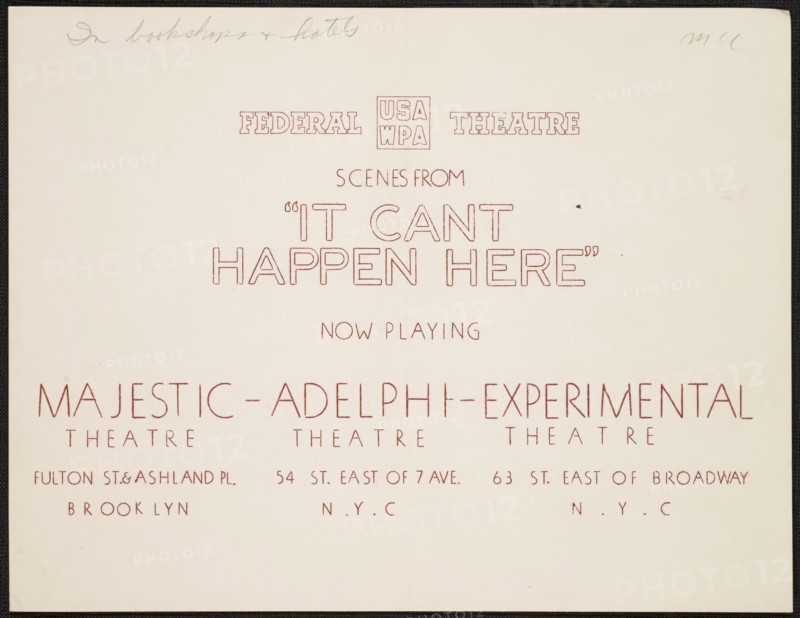 It Can't Happen Here, New York, [1930s]. Creator: Unknown.