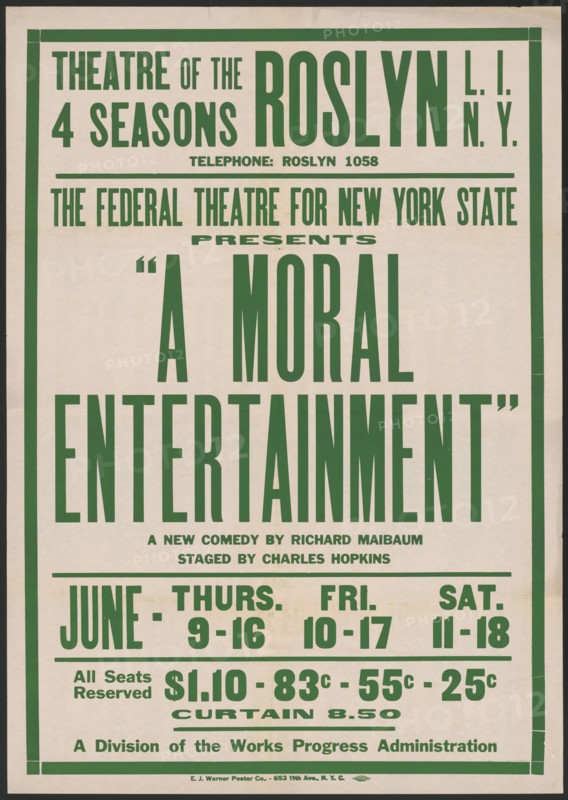 A Moral Entertainment, Roslyn, NY, 1938. Creator: Unknown.