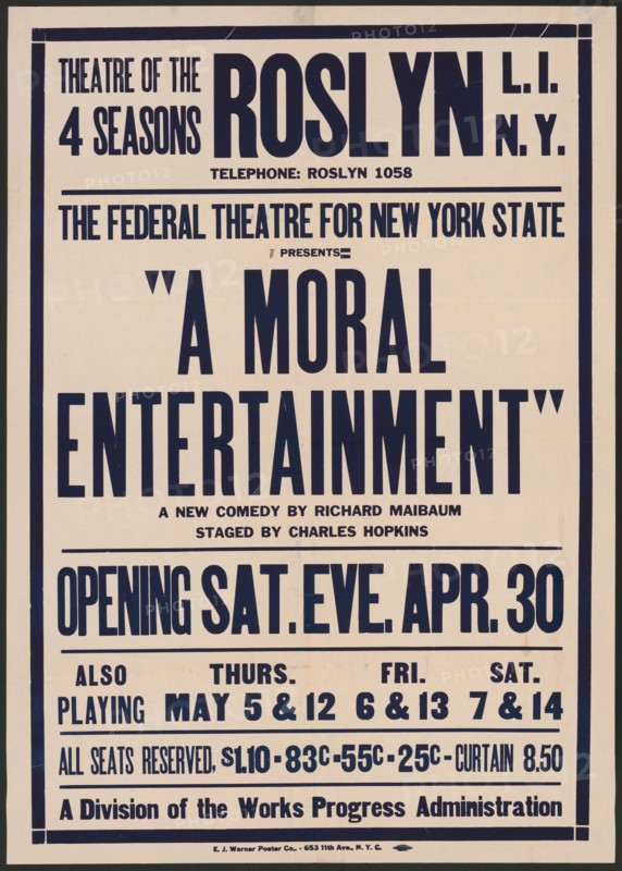 A Moral Entertainment, Roslyn, NY, 1938. Creator: Unknown.
