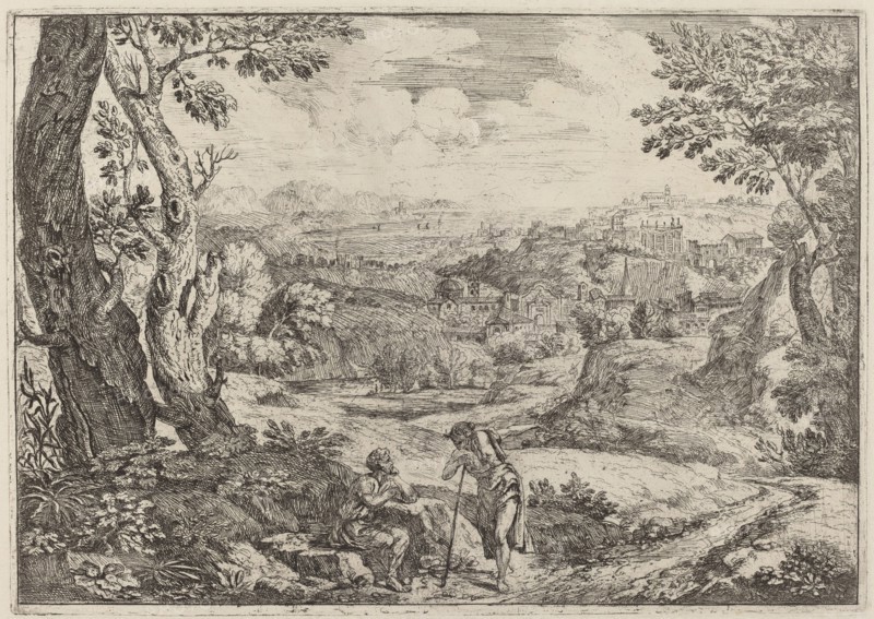 Two Men in Conversation, 1696. Creator: Crescenzio Onofri.
