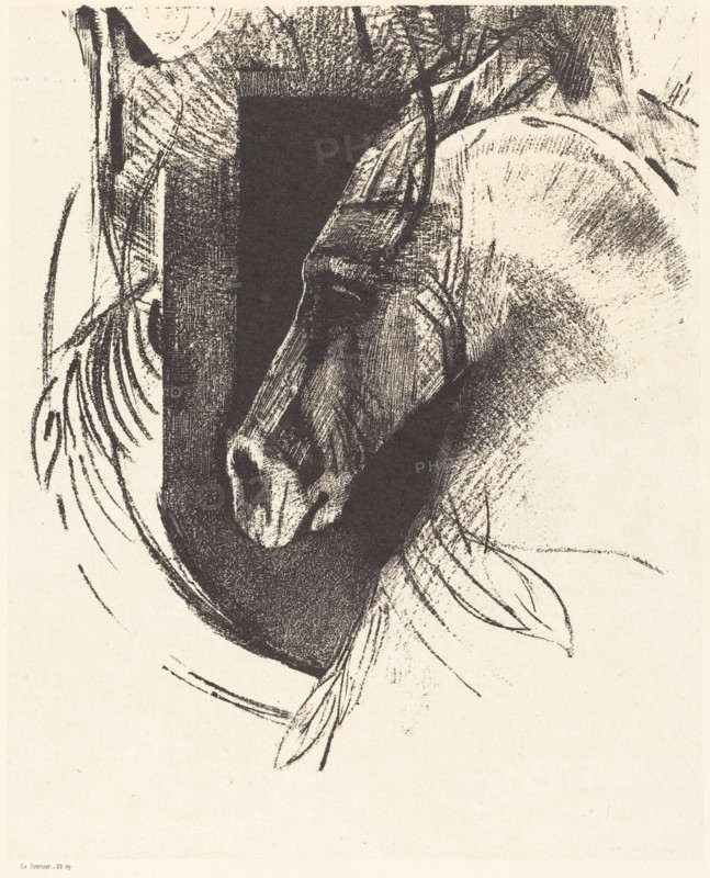 Le Coursier (The Race Horse), 1894. Creator: Odilon Redon.