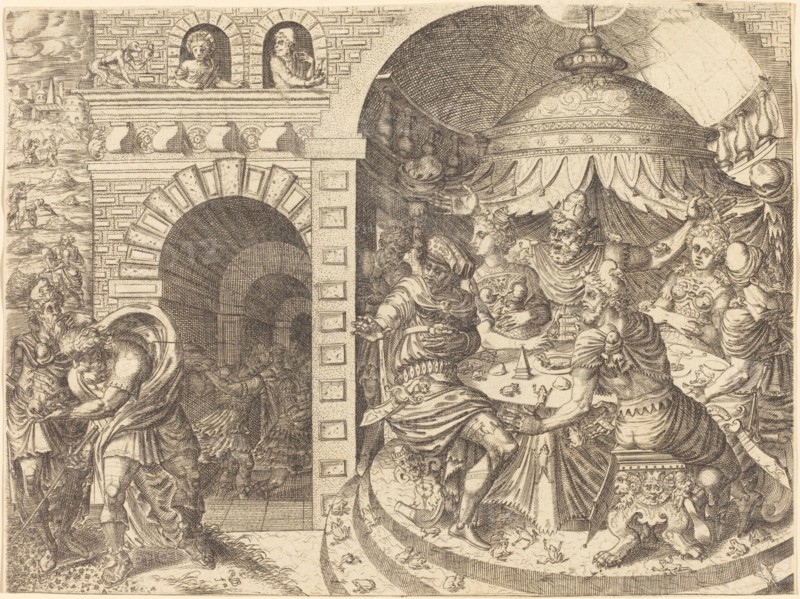 Pharaoh and the Plague of Frogs. Creator: Pierre Woeiriot.