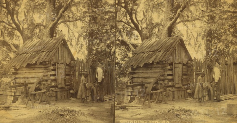 Grinding the axe, (1868-1900?). Creator: O. Pierre Havens.
