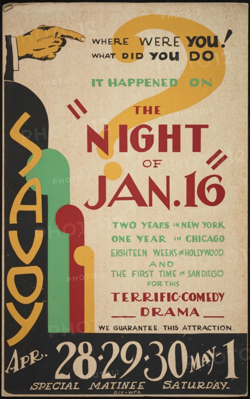 The Night of January 16, San Diego, 1938. Creator: Unknown.