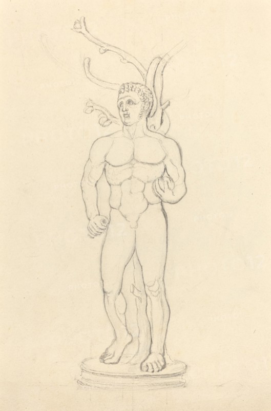 Statue of a Male Nude before a Tree. Creator: John Flaxman.