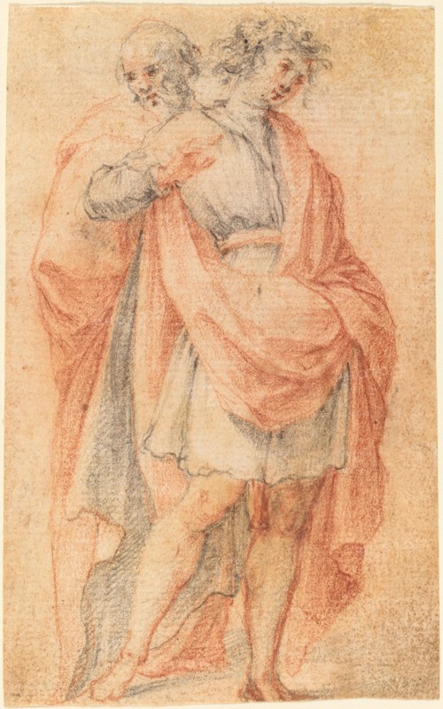 Two Male Figures: A Youth and an Old Man. Creator: Unknown.