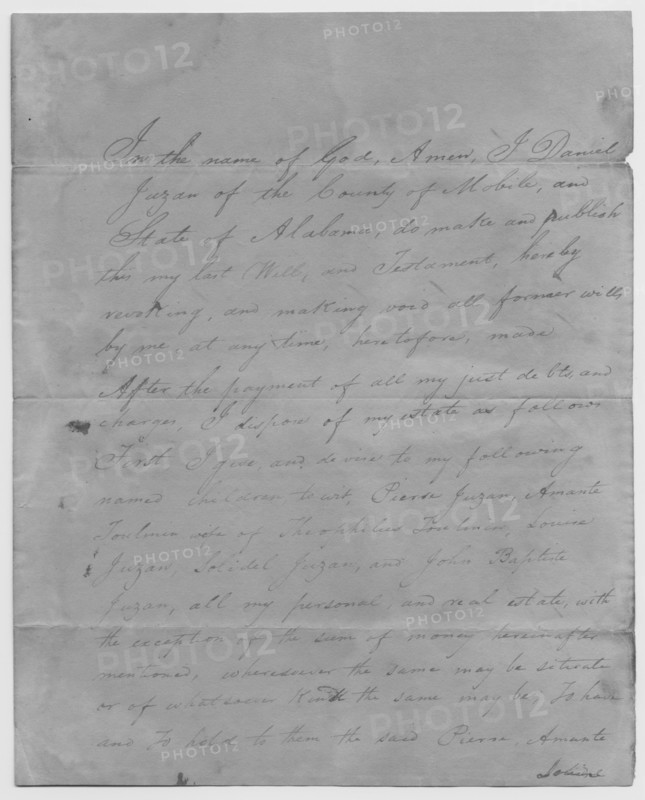 Will and testament of Daniel Juzan, 1825. Creator: Unknown.