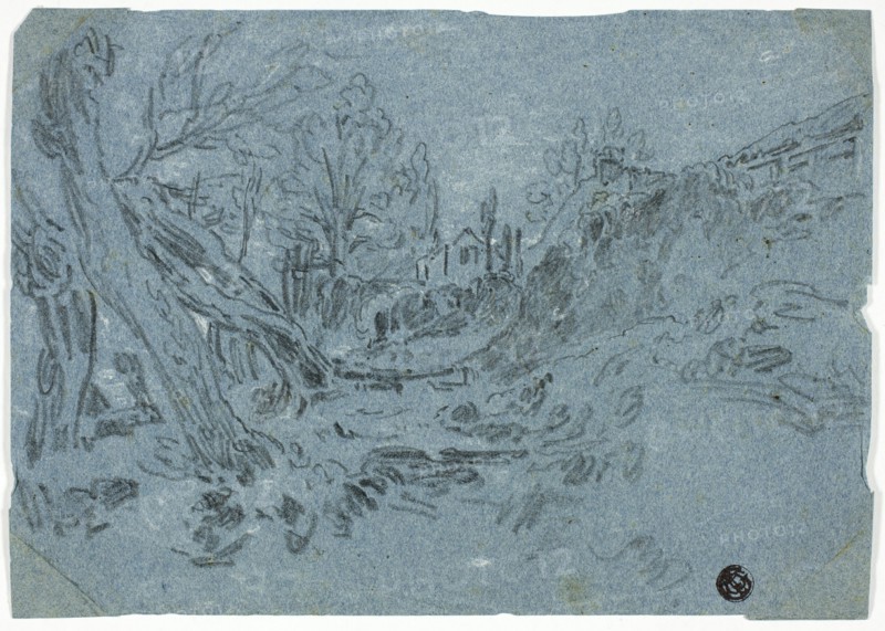 Ravine with House in Distance, n.d. Creator: William Turner.