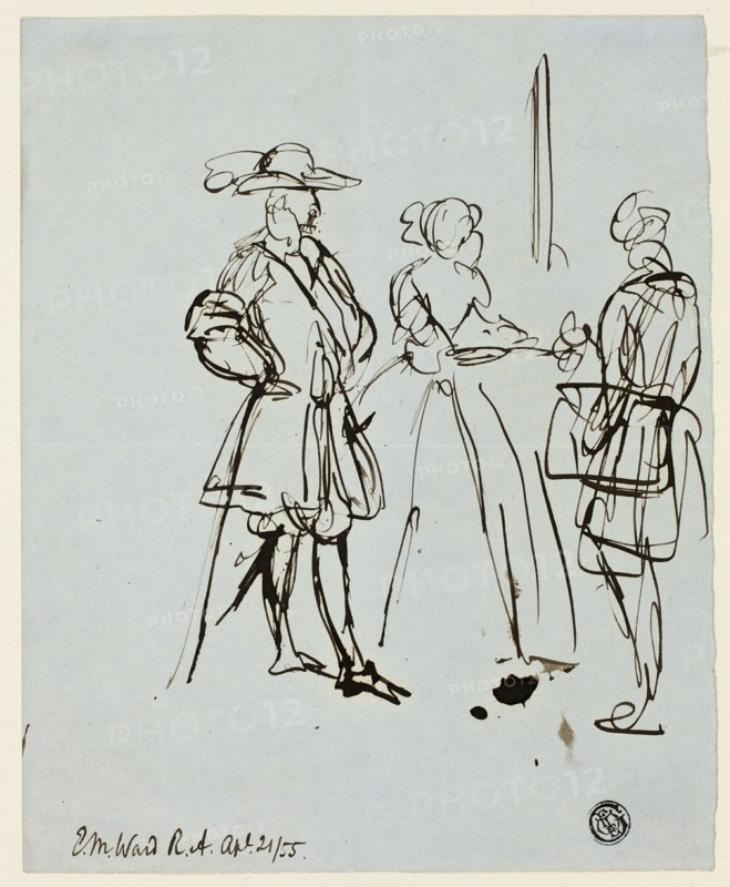 Three Figures, April 21, 1855. Creator: Edward Matthew Ward.
