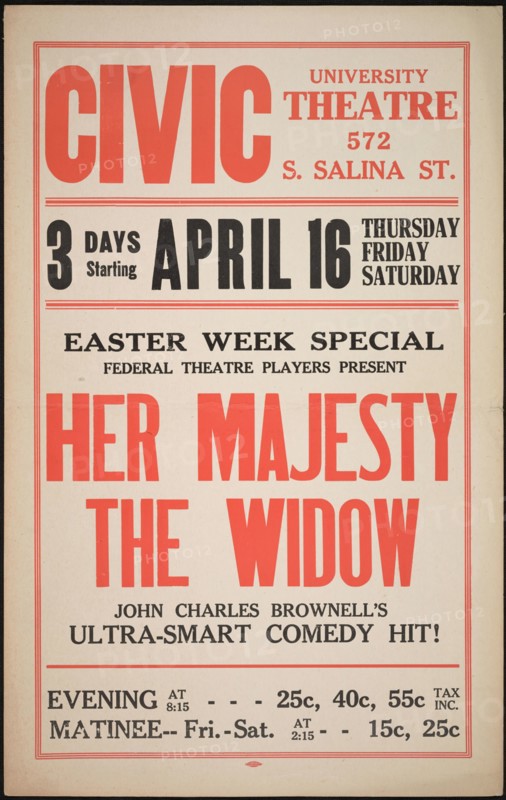 Her Majesty the Widow, Syracuse, NY, 1936. Creator: Unknown.